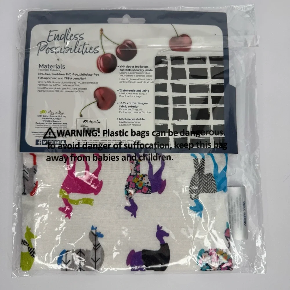 Itzy Ritzy‎ Reusable Snack Bag or Activity Bag with Colorful Llama Design